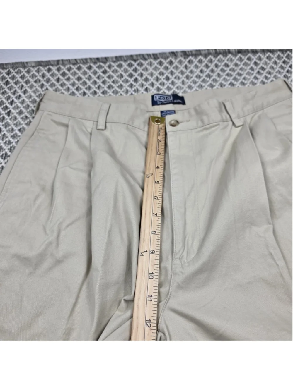 Vintage Polo Ralph Lauren Andrew Pant Khaki Pleated Cuffed Chino Mens 36x30